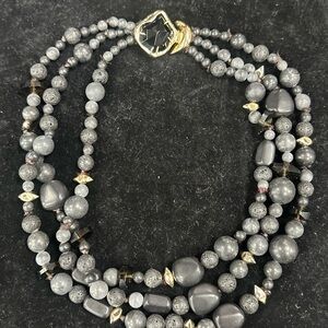 Alexis Bittar 3 stand black stone, bead, crystal 16-20” Necklace